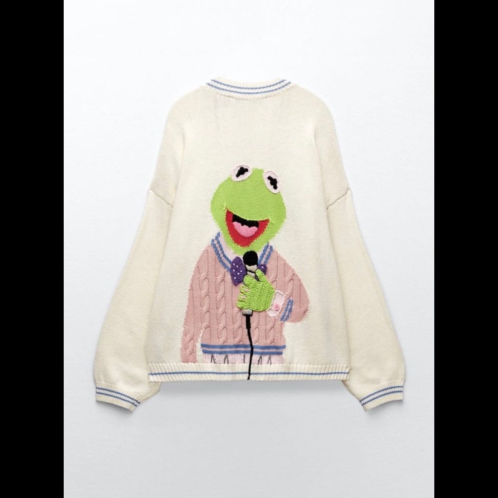Zara oversized muppets disney knit cardigan | Virclo