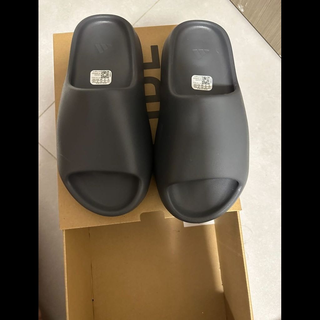 Slate grey Yeezy slides