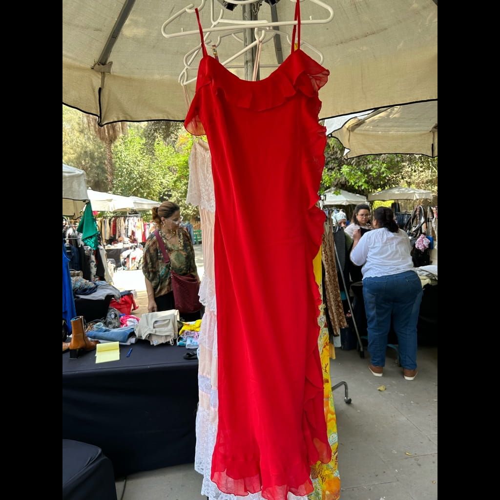 Silk red summer dress