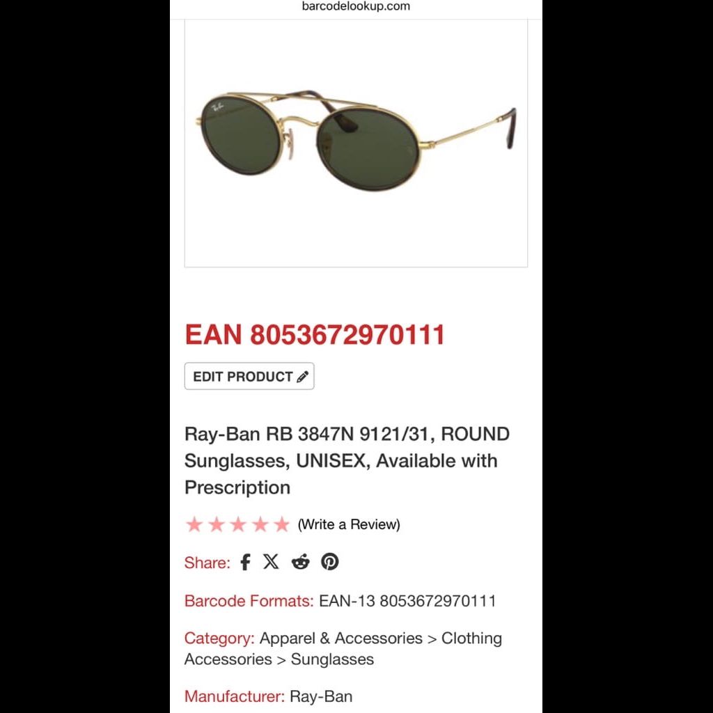 Ray-Ban Gold trimming oval lenses sunglasses