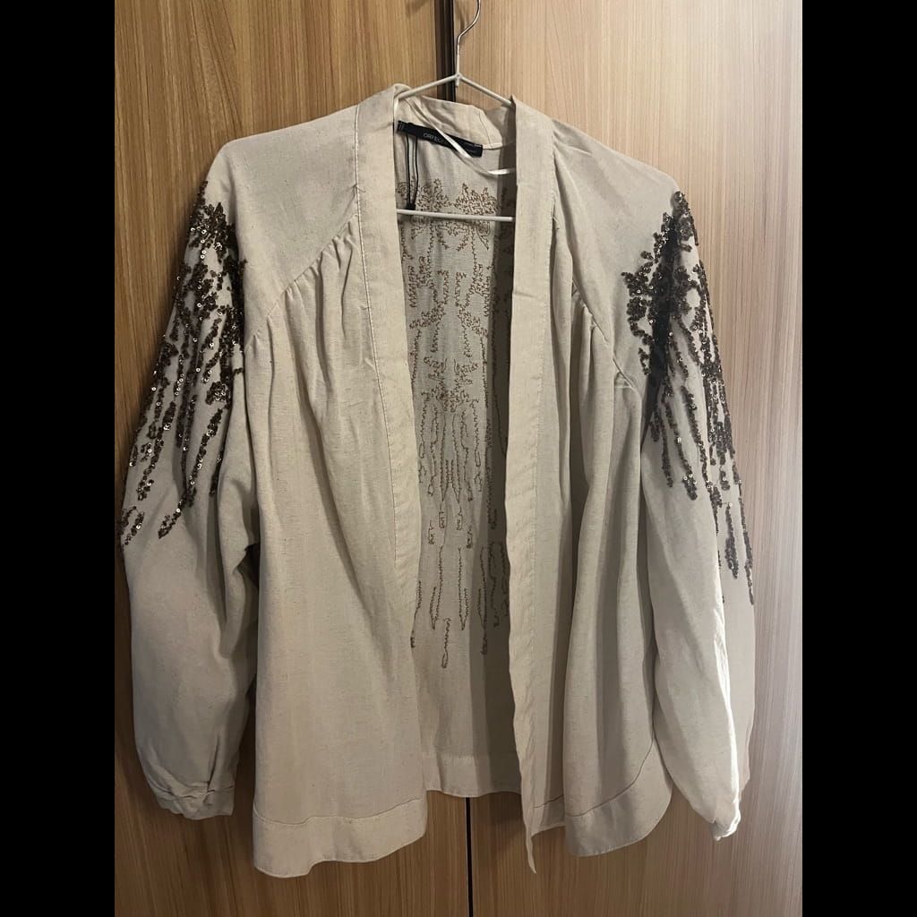 Turkish Embroidered Linen Cardigan