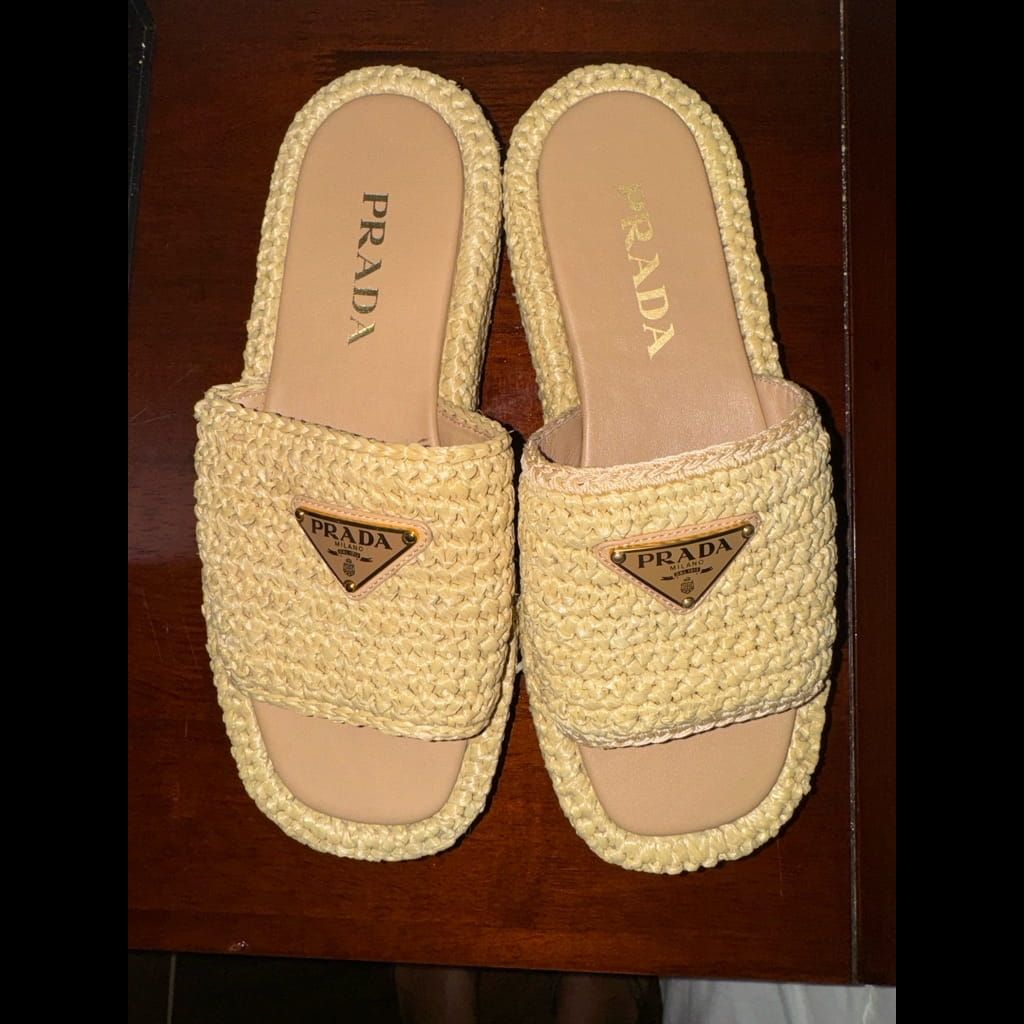 Brand new Prada Raffia Platform Sandal