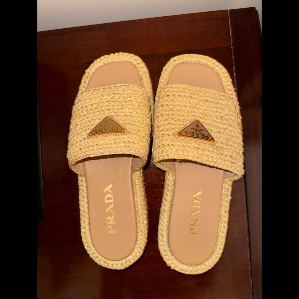 Brand new Prada Raffia Platform Sandal