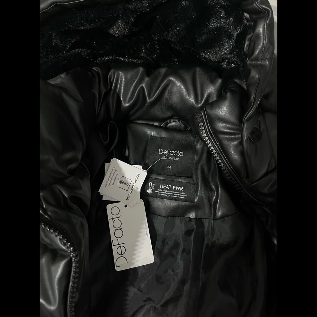 Defacto leather puffer jacket