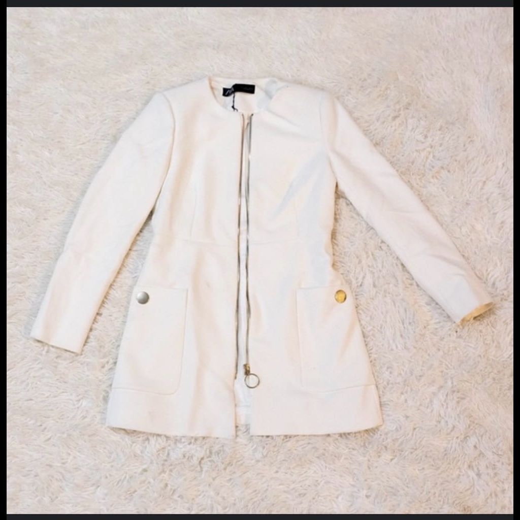 Zara long white blazer