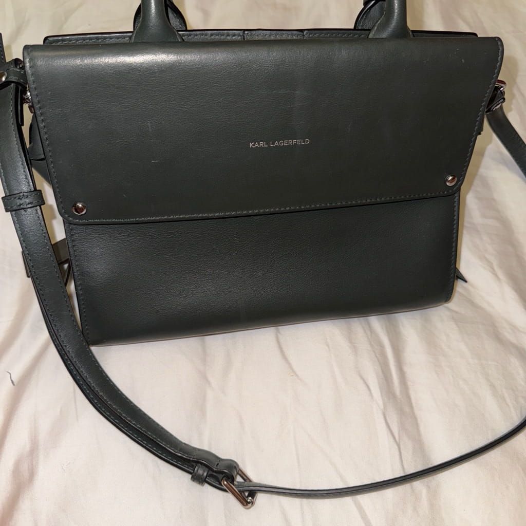 Karl new bag never used authentic 100% leather dark grey with dust bag