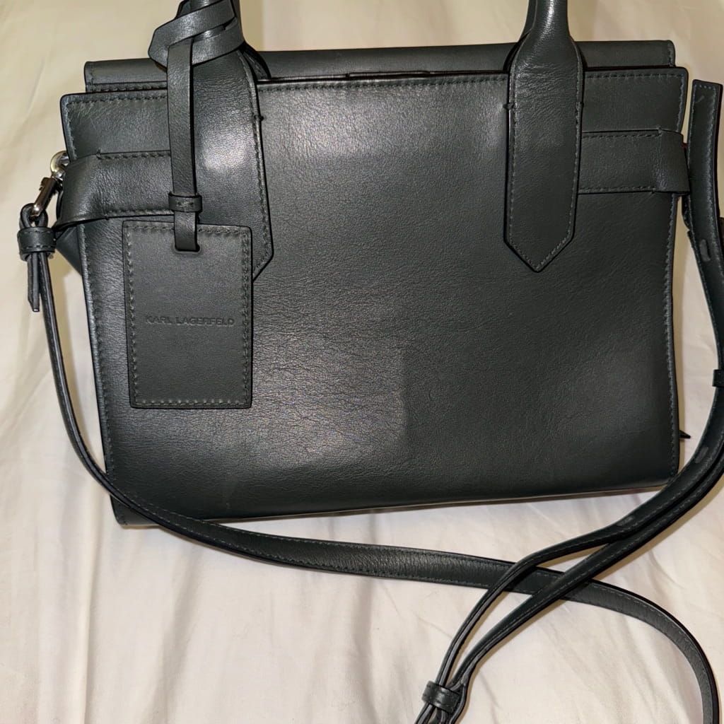 Karl new bag never used authentic 100% leather dark grey with dust bag