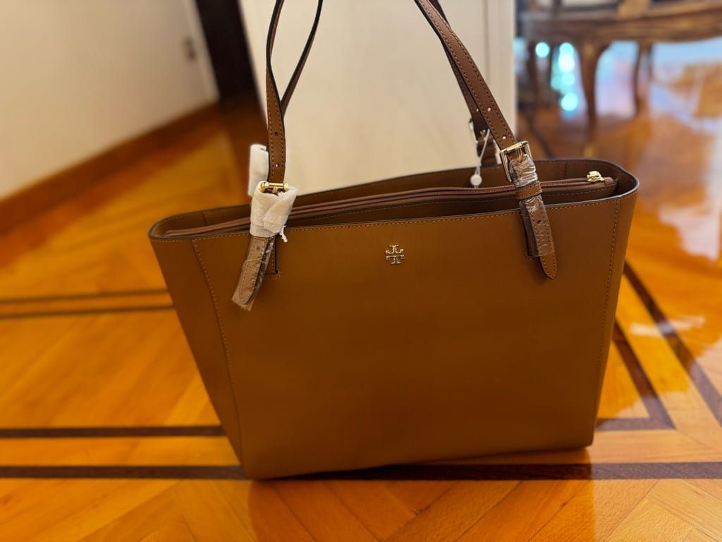 Tory Burch Emerson Moose brown large tote bag