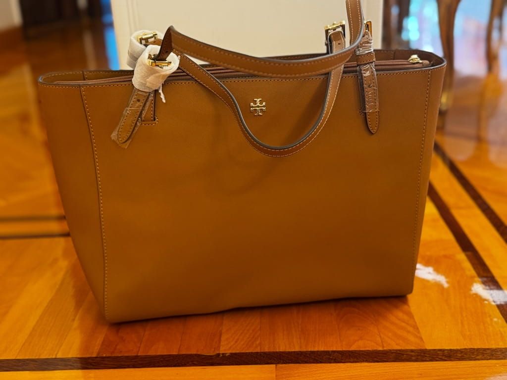 Tory Burch Emerson Moose brown large tote bag